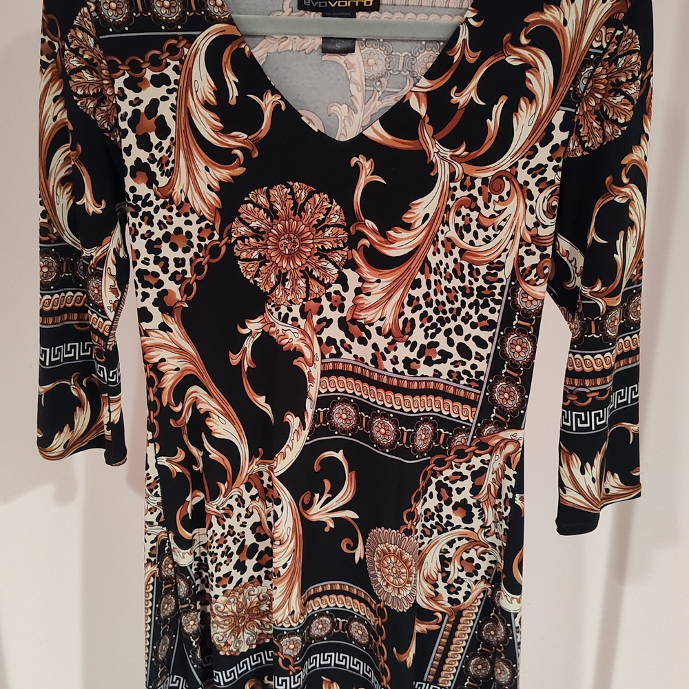 Eva Varro Black and Gold Baroque Dress